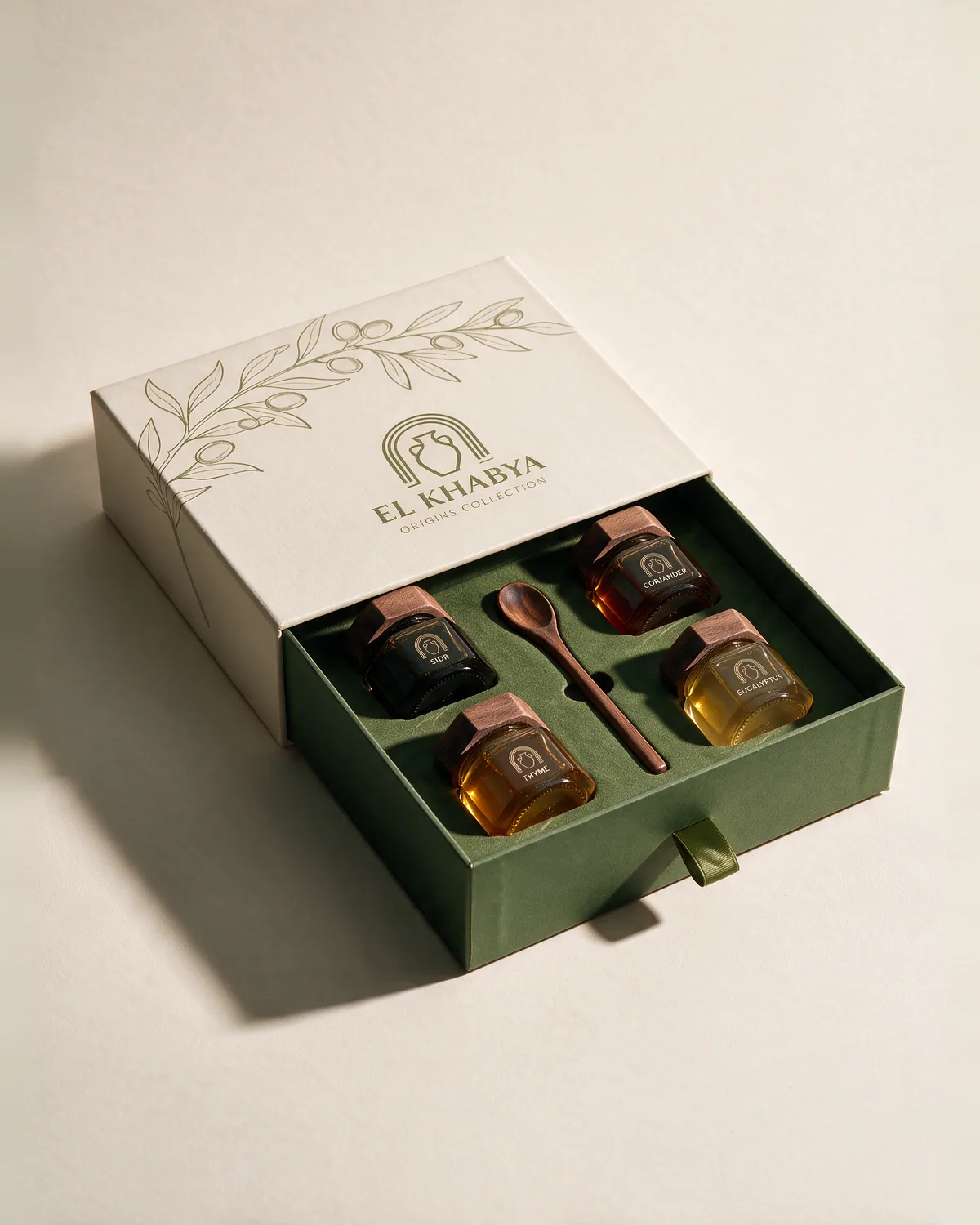 Origins Collection — geöffnete Box mit vier puren tunesischen Honigen